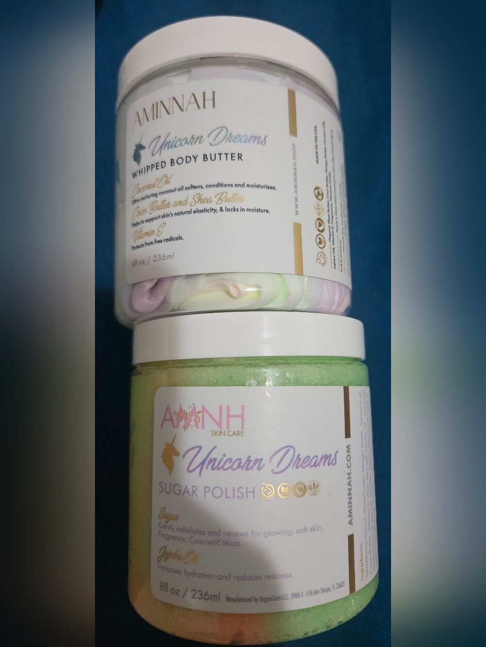 Aminnah Unicorn Dreams Whipped Body Butter & Sugar Polish - Green/Multicolor